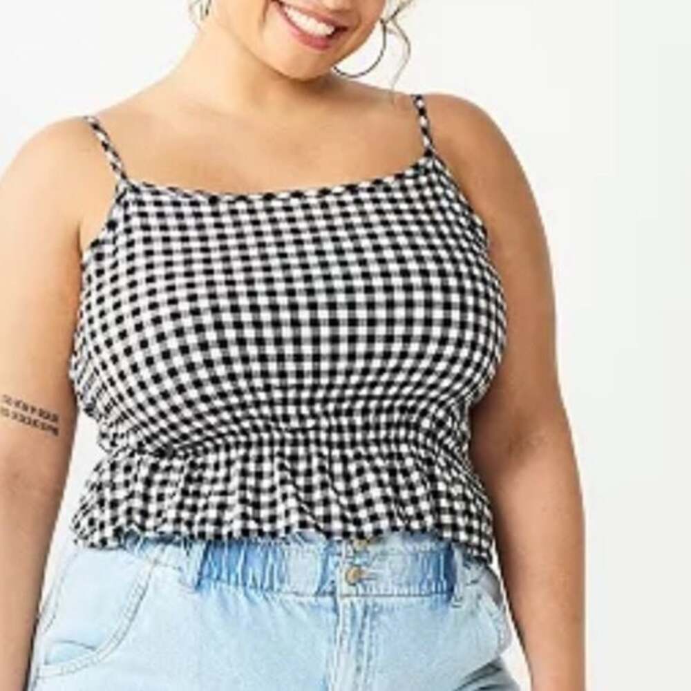 NWT Juniors' Plus Size Cropped Cinch-Waist Tank 3X - Picture 1 of 3